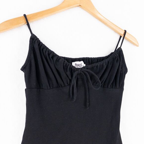 Princess Polly Dress Womens Size 2 Black Short Mini Tie Front Side Zipper - Picture 2 of 12